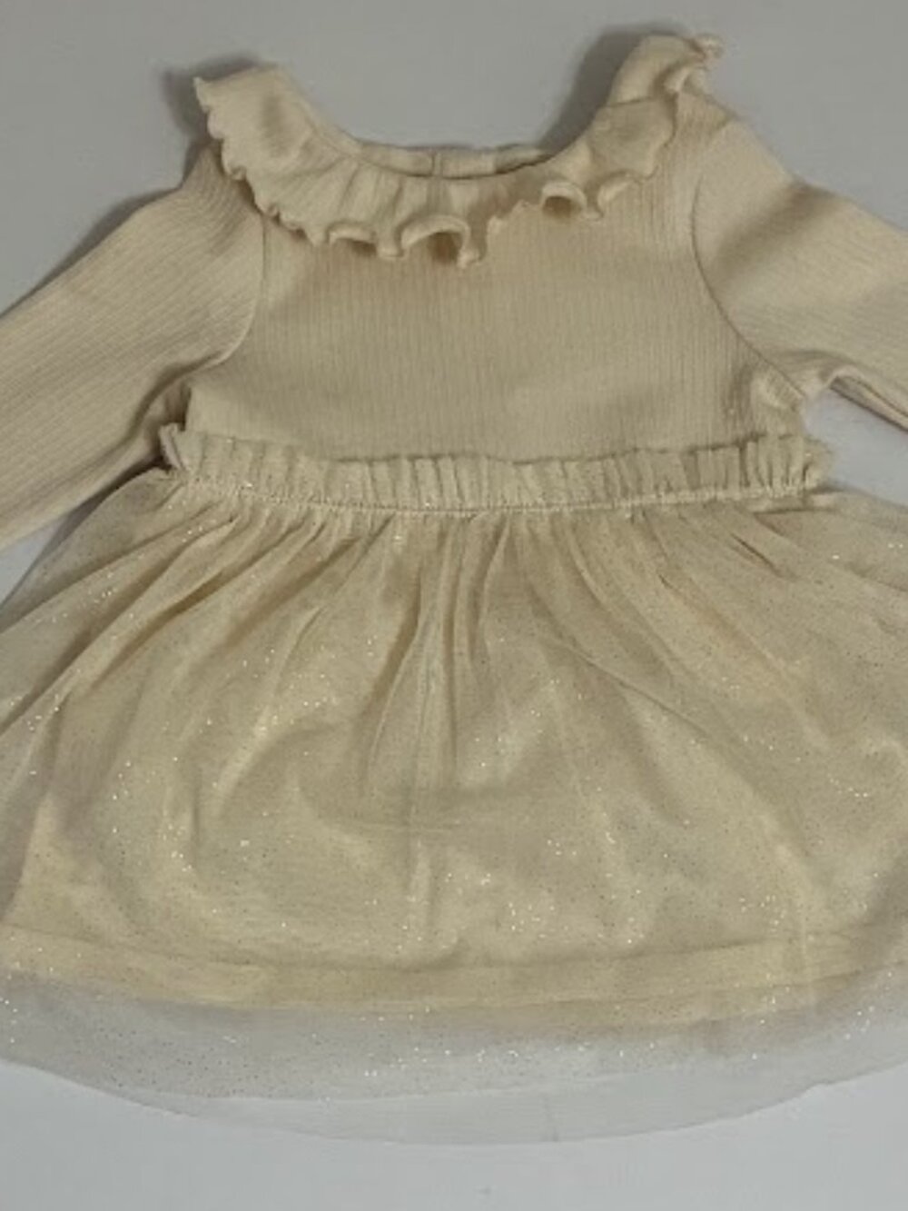 Toddler Girls Cream Glitter Tulle Dress – Elegant Party Dress